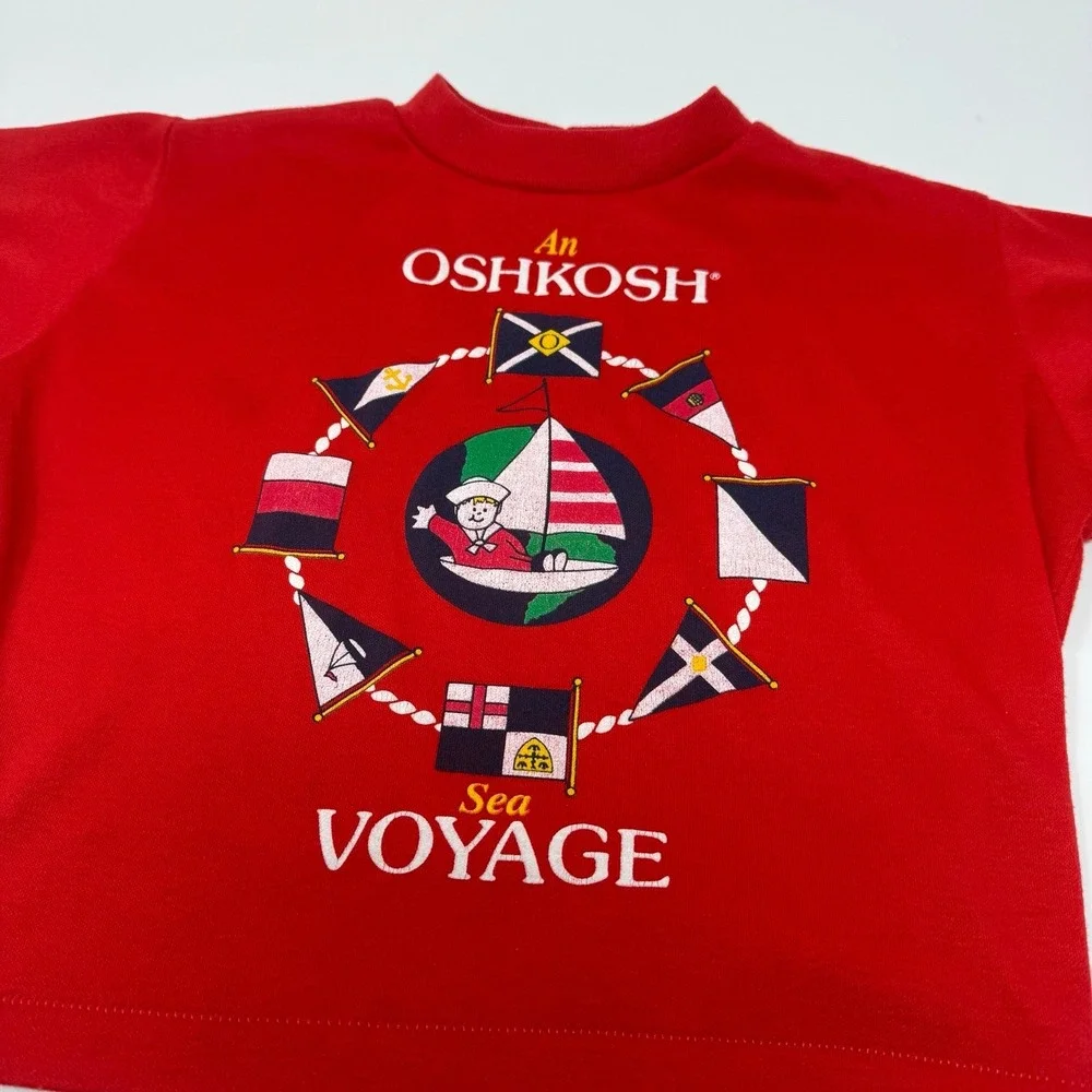 Vintage OshKosh Baby B'gosh nautical T-Shirt Size 3T Made In USA‎
